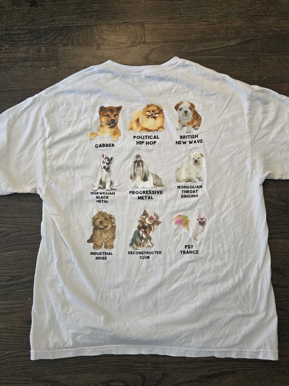 Dogs Represented By Music Genres White Tee